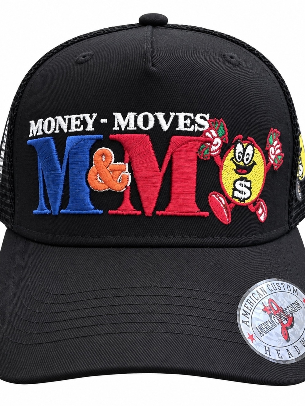 Money Moves M&M's black trucker hat